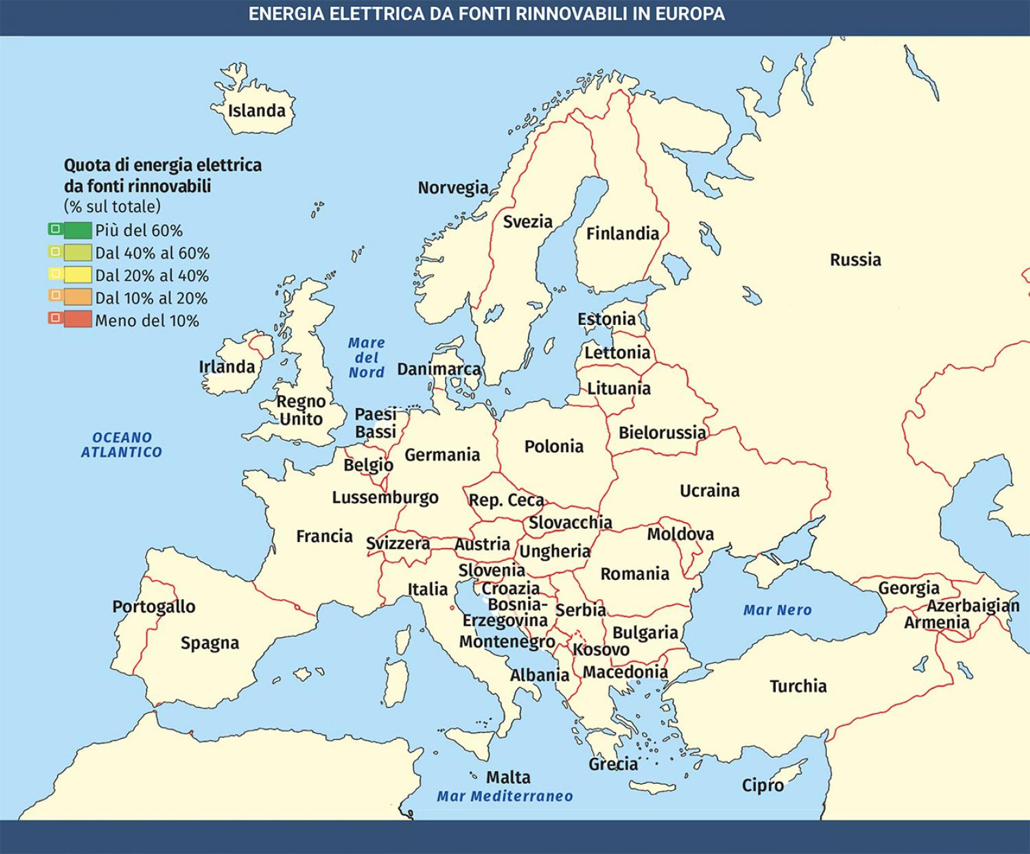 Mappa dell'energia elettrica in Europa