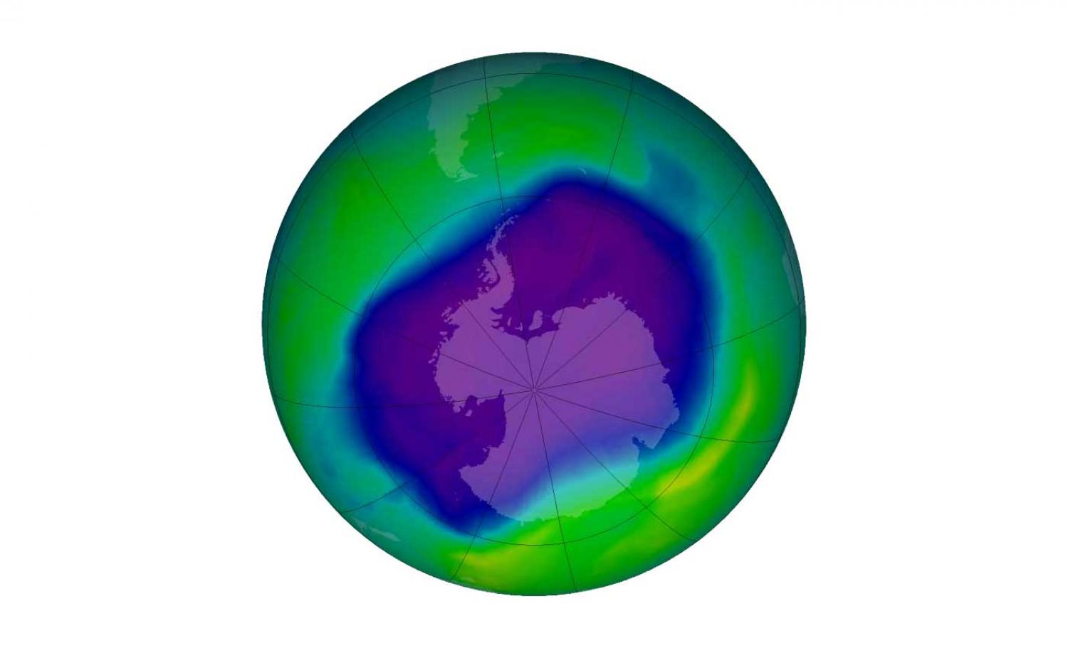 Immagine del più grande buco nell'ozono sopra l’Antartico mai registrato (settembre 2006). Foto: NASA.